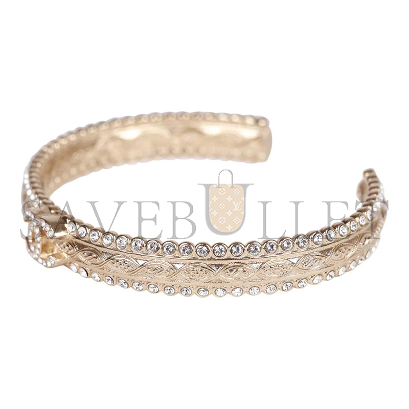 Ch**el crystal manchette cc gold cuff bracelet ab5843